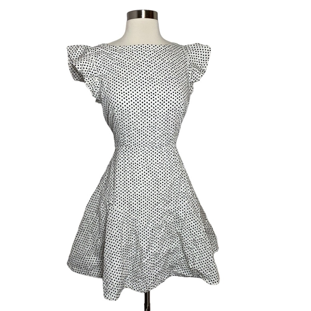 La Vie Rebecca Taylor 100% Cotton Polka Dot Cutout Dress - Medium- flawed